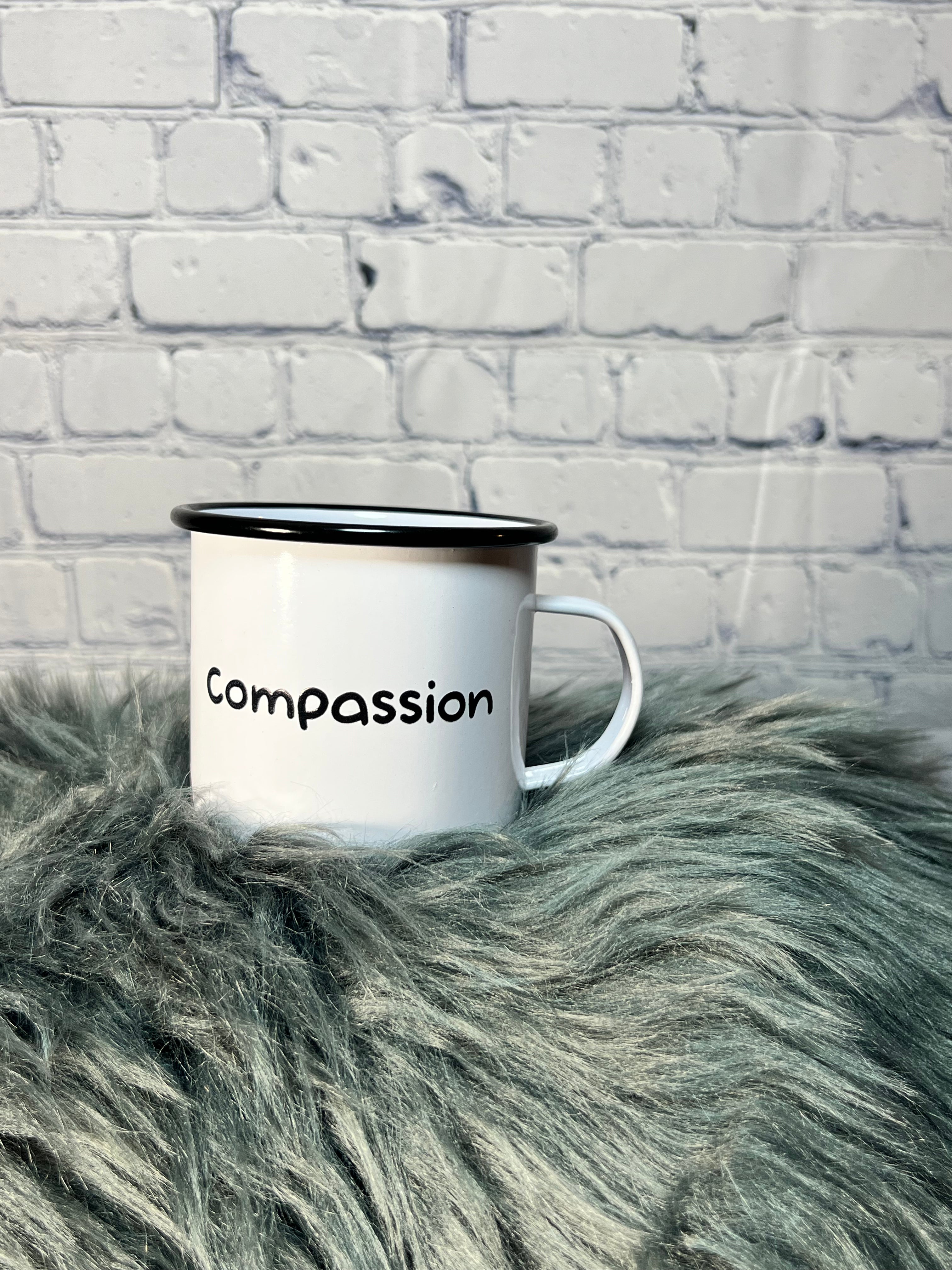 Graphic Enamel Mug- Compassion